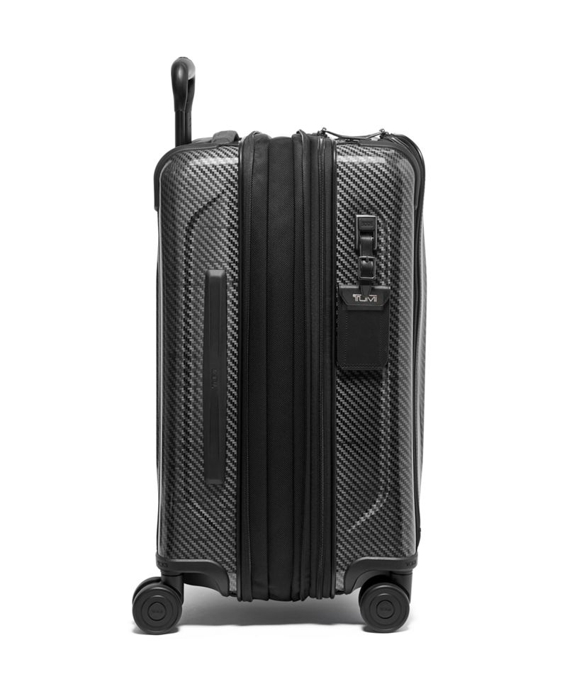 黑色/印花国际旅行前袋式可扩展四轮登机箱