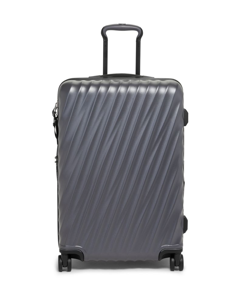灰色纹理短途可扩展四轮行李箱